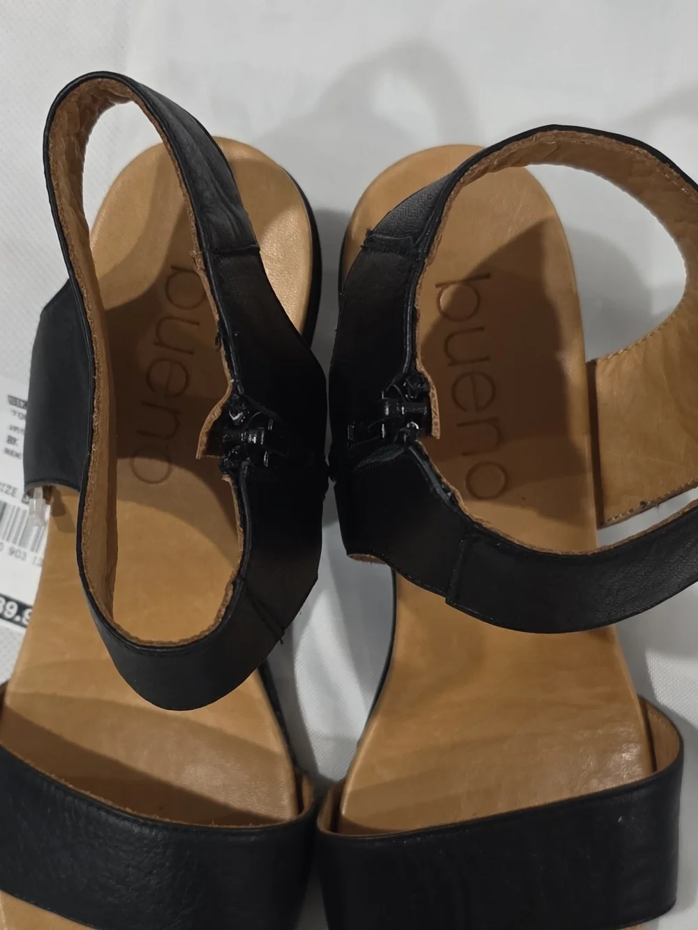 Bueno‎ Women's Black Side Zip Slide Sandals Leather EU 38 M